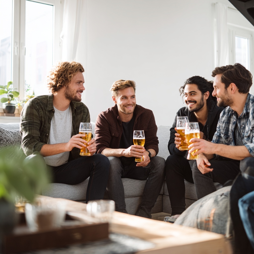 Friends enjoying non-alcoholic drinks together at Monday Morning Bottle Shop San Diego